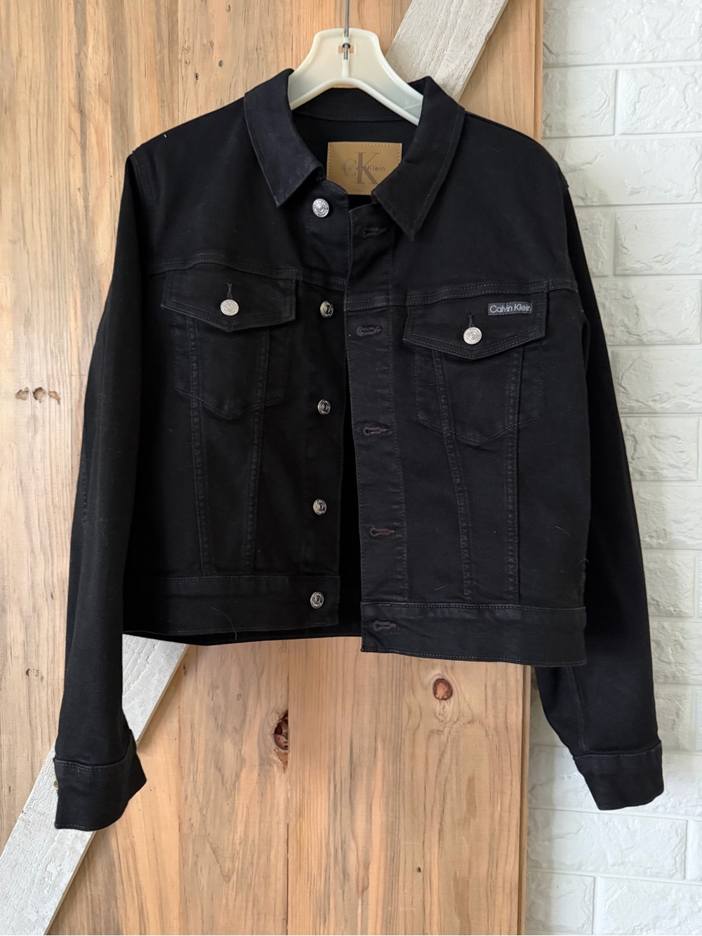 Calvin Klein Black Denim Jacket L Like New